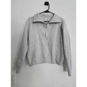 Old Navy Women’s Half Zip Sweater Gray Size M Ribbed Knit Pullover